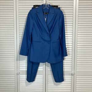 NWT Vintage 90s Blue Fashion Classic & Collection Blue Pant Suit Women XS